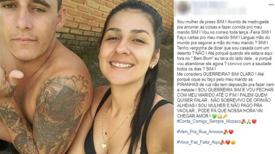 Mulher morta pelo marido na cadeia postava declarações no Facebook