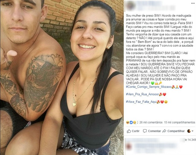Mulher morta pelo marido na cadeia postava declarações no Facebook